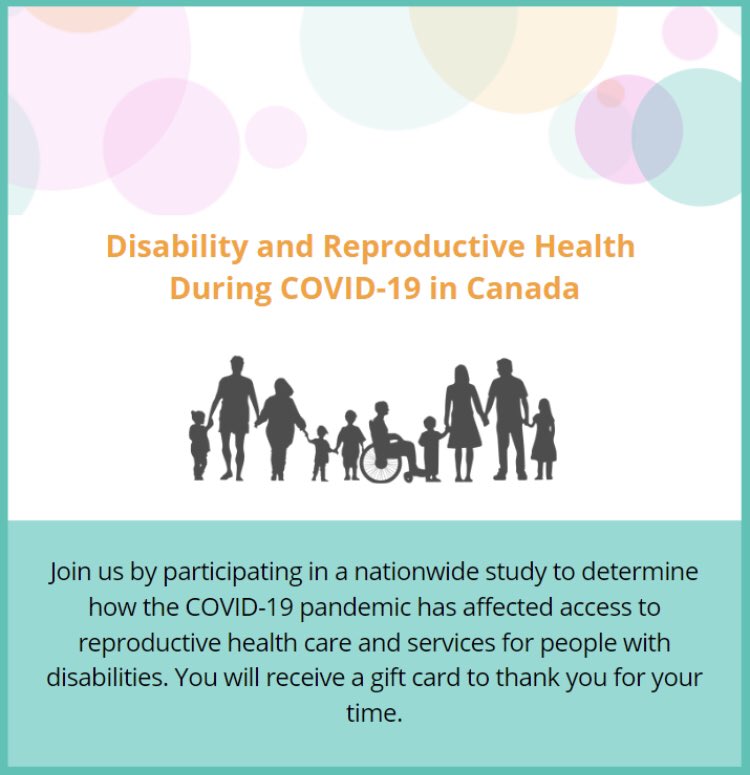 DisabilitySRH's tweet photo. LAST CALL for participants: do you identify as having a disability? Our study aims to improve sexual and reproductive health services for people with disabilities across Canada. Email wiresearch.utsc@utoronto.ca to participate in a survey and/or interview and receive a gift card https://t.co/4YlPF87XFC