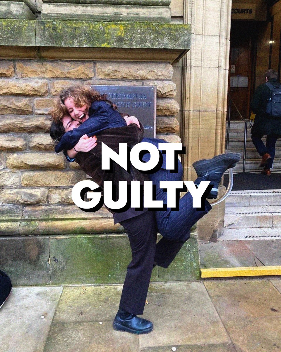 🍾 THREE JUST STOP OIL SUPPORTERS ACQUITTED OF AGGRAVATED TRESPASS

🛢️ Also last week, three supporters of Just Stop Oil were found not guilty of aggravated trespass at the Esso Birmingham (Oil) Terminal on 3 April last year due to the land maps being inadmissible.