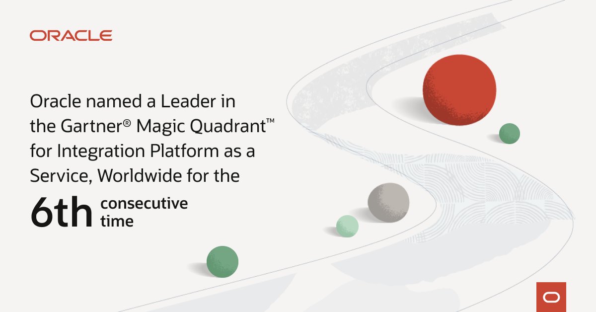 sunvedula's tweet photo. .@Oracle has been recognized by @Gartner_inc as an Integration Platform as a Service Leader.
 ✅ Positioned highest for the ability to execute
 ✅ Building on our Leader position in the 2022 Gartner® Magic Quadrant™ for Data Integration Tools. https://t.co/RzNFn8B7Kq https://t.co/LkSqIKB88x