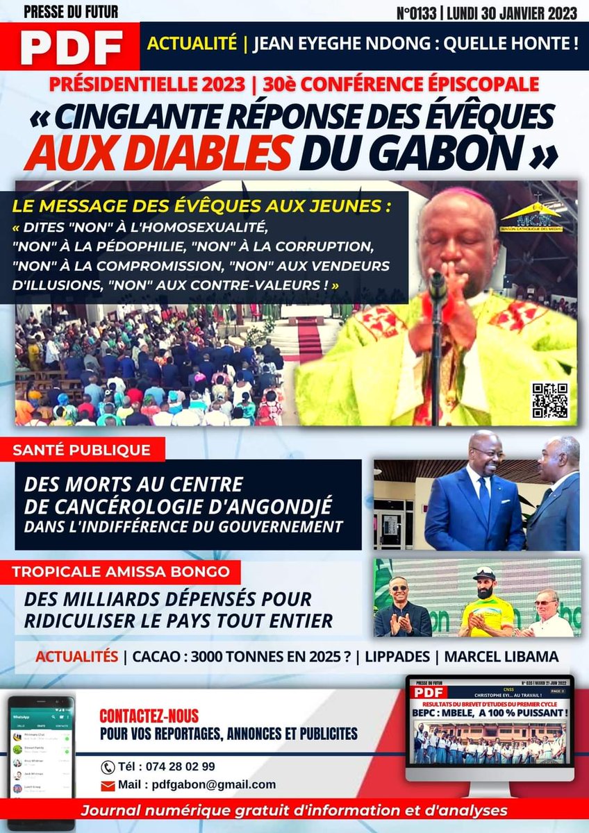 #GABON L'ÉGLISE, comme on l'aime. Proche du Peuple et de la vérité tout court. Vivement la présidentielle de 2023. <a href="/PresidentABO/">Ali Bongo Ondimba</a>... Que la volonté du Peuple soit enfin respectée... Bon futur repos à vous. <a href="/laffite_n/">Ntsegue Laffite Joyce</a> <a href="/RFIAfrique/">RFI Afrique</a> <a href="/agp_feed/">Agence Gabonaise de Presse</a> <a href="/GouvGabon/">Gouvernement Gabon</a>