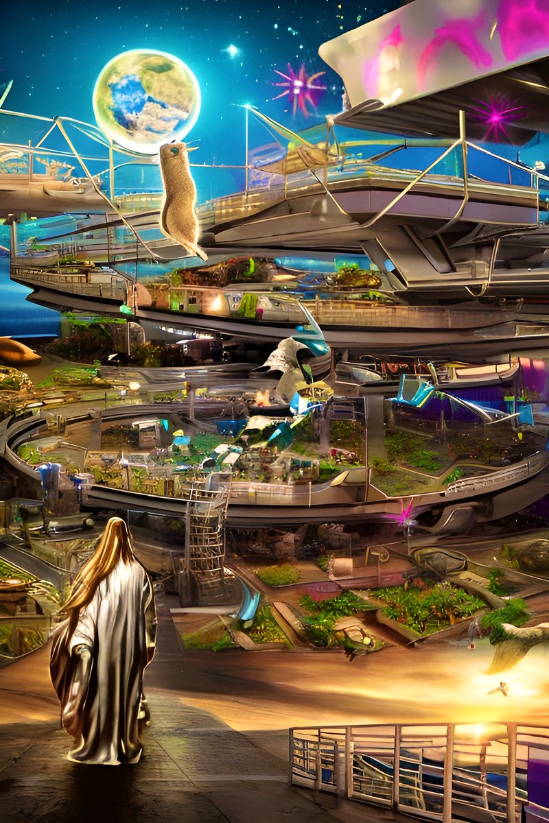 TeslaDarth's tweet image. With our New Technology, we are able to 5D print/animate anything.
We learned that Earth’s Organisms just needed more space to work it out and learn to coincide peacefully. On this ship ( of Theseus ) we all enjoy each other’s company and live Happily.
#MakeLifeMultiplanetary 💙