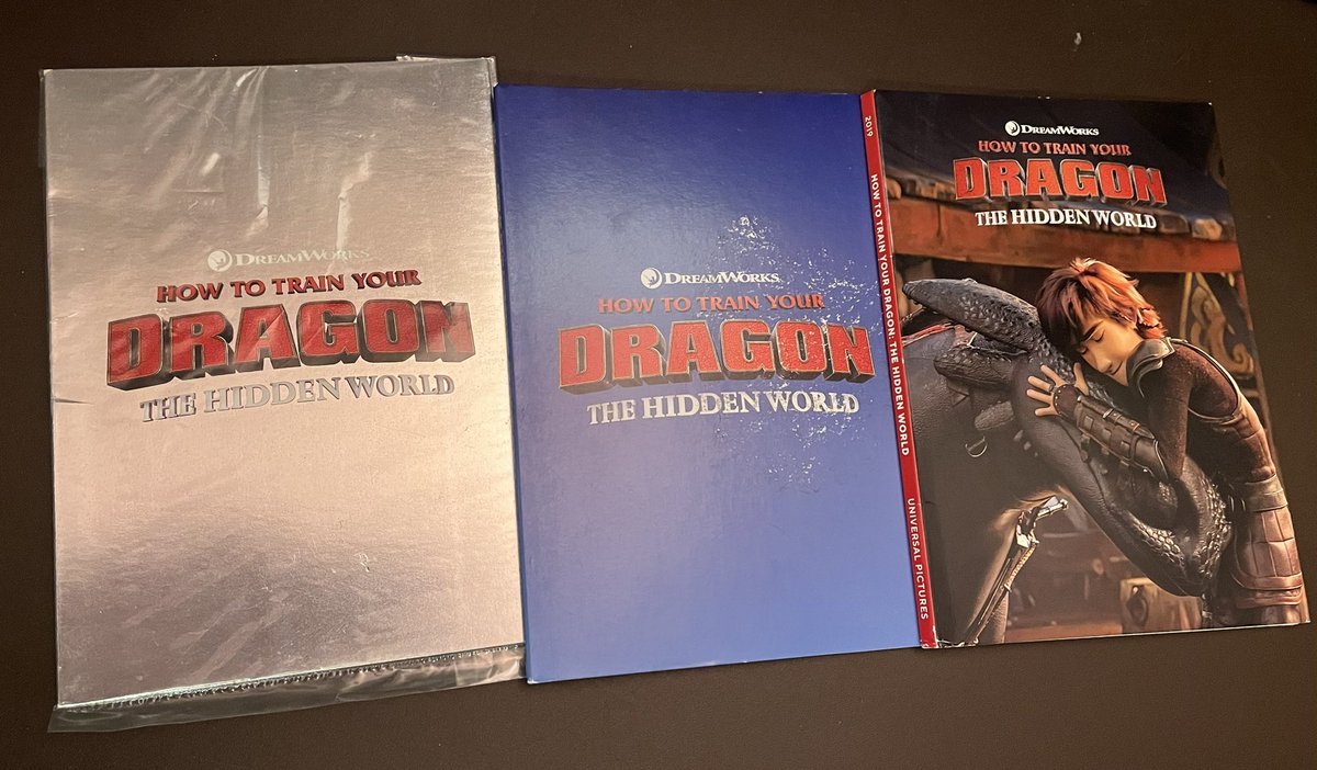 hictooth's tweet photo. How to Train Your Dragon: The Hidden World had *three* different FYC Oscar discs - and here they all are in my collection!

The silver and picture ones are DVDs, the blue one is (fittingly) a BluRay. https://t.co/GWRRmxJ0jr