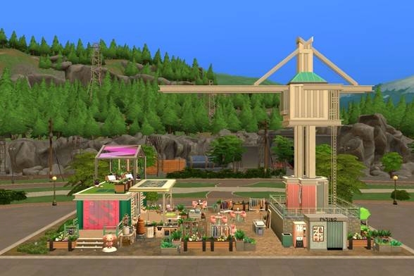 SarahLaCroixSim's tweet photo. I renovated The Portsmouth Promenade by #Simproved into a #BubbleTea &amp; #ThriftStore. #TheSims4 #ShowUsYourBuilds #SarahLaCroix https://t.co/FvBh6wl2wy