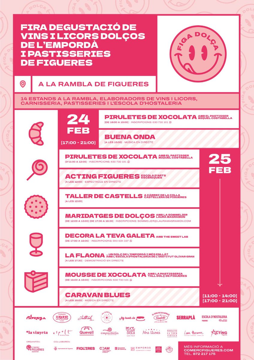 EmpordaWine's tweet photo. 📆24 i 25 de febrer
🍰🍷Arriba la 1a edició de la "Figa Dolça" a Figueres amb @la_vinyeta #PereGuardiola @CellerMasLlunes @CellerEspelt i @CoopEmpordalia
😋Fira degustació de vins i licors dolços de l'Empordà i pastisseries de Figueres
#empordawine #incostabrava #viueldoble https://t.co/3CBLKtRCj9