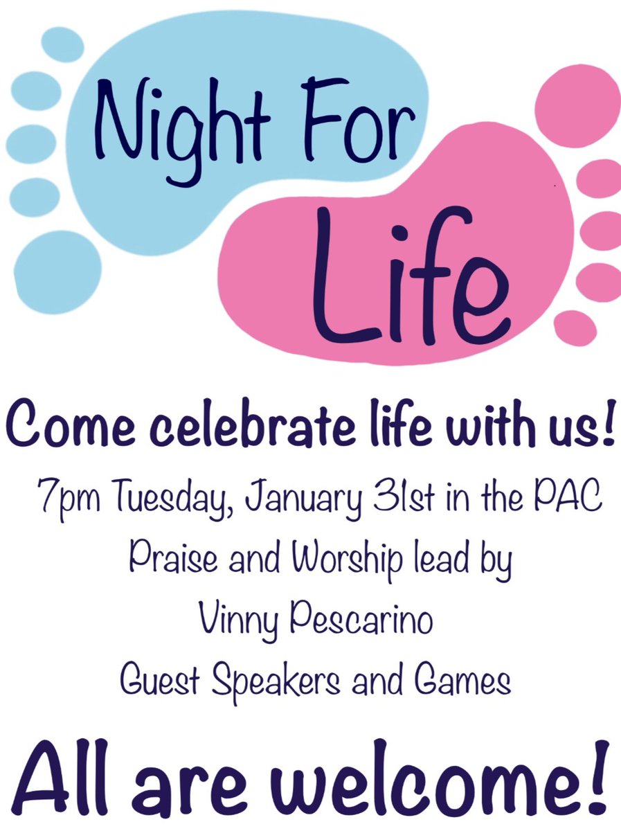 StDominicHS's tweet image. As we celebrate Catholic Schools Week, our SDHS Pro Life Club is hosting a Night For Life celebration tomorrow night! Featuring local speakers, Adoration, praise &amp;amp; worship. 

7 pm in the PAC  |  Tuesday, January 31st.

We hope you can join us for a night of prayer &amp;amp; inspiration!