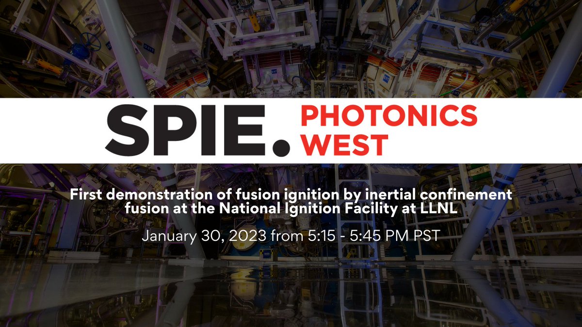 Livermore_Lab's tweet image. If you’re attending @PhotonicsWest, be sure to catch the plenary talk by @lasers_llnl chief laser systems engineer Jean-Michael G. Di Nicola on how the National Ignition Facility achieved #FusionIgnition and what’s ahead. 

Join us today at 5:15 p.m. PT: spie.org/photonics-west…