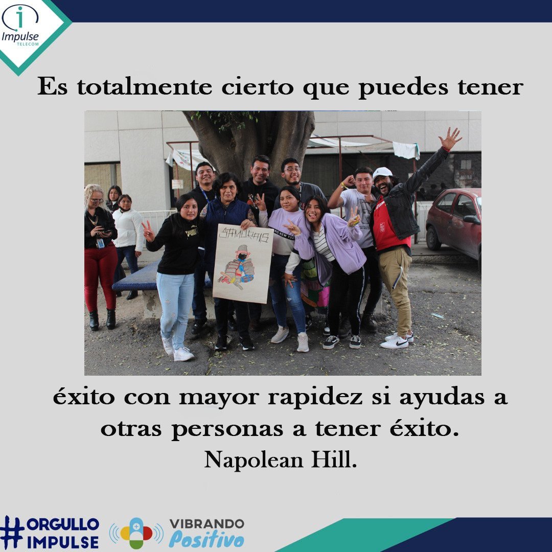 VacantesImpulse's tweet photo. ✨Impulse Telecom les desea un feliz inicio de semana.
Lunes de frase motivacional. 🤗✨
#impulsetelecom #Orgulloimpulse #familiaimpulse #vibrandopositivo #trabajosqueretaro #servicioalcliente #empresaresponsable #LunesDeFrases #lunesfeliz #lunesdemotivacion https://t.co/1eyrIol4dR