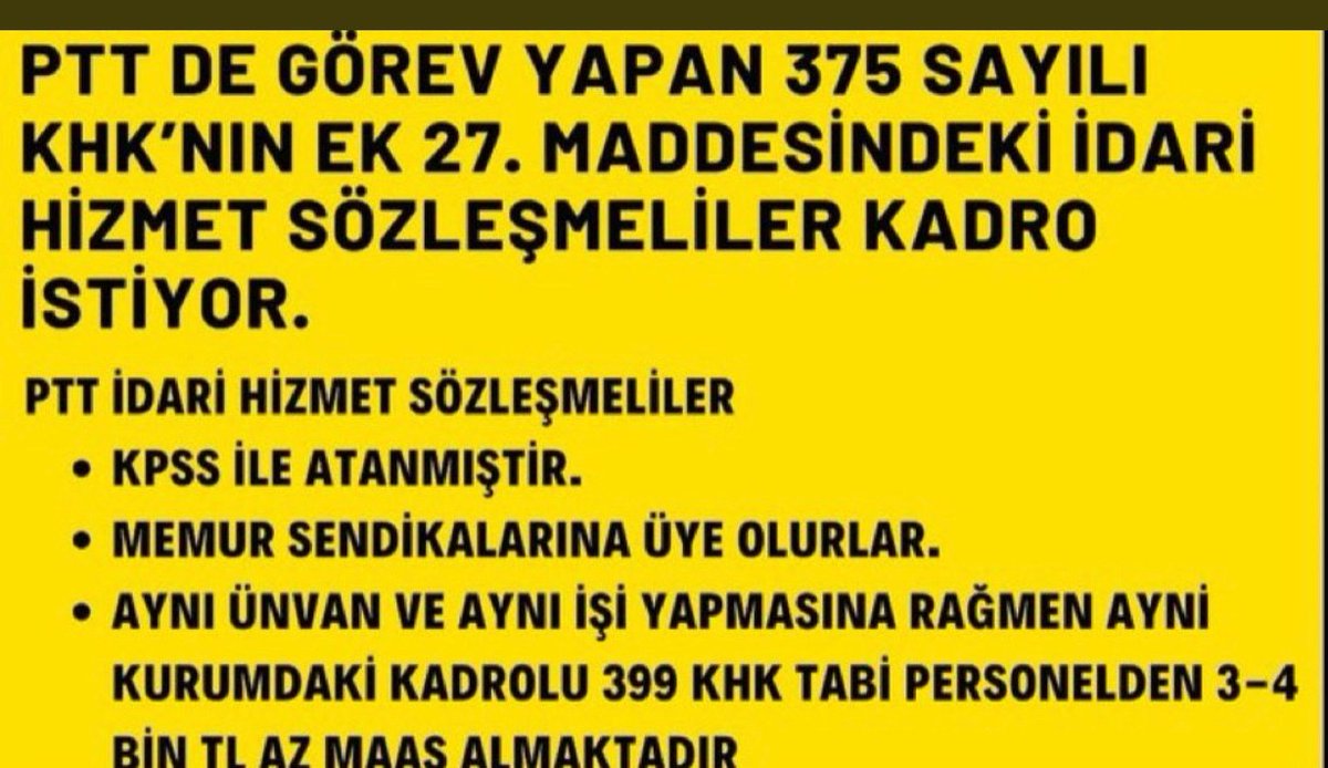 AdilDulkadir's tweet photo. @akaraismailoglu @vedatbilgn @UABakanligi
#pttihskadrohakkı https://t.co/tdFbTxvb1n