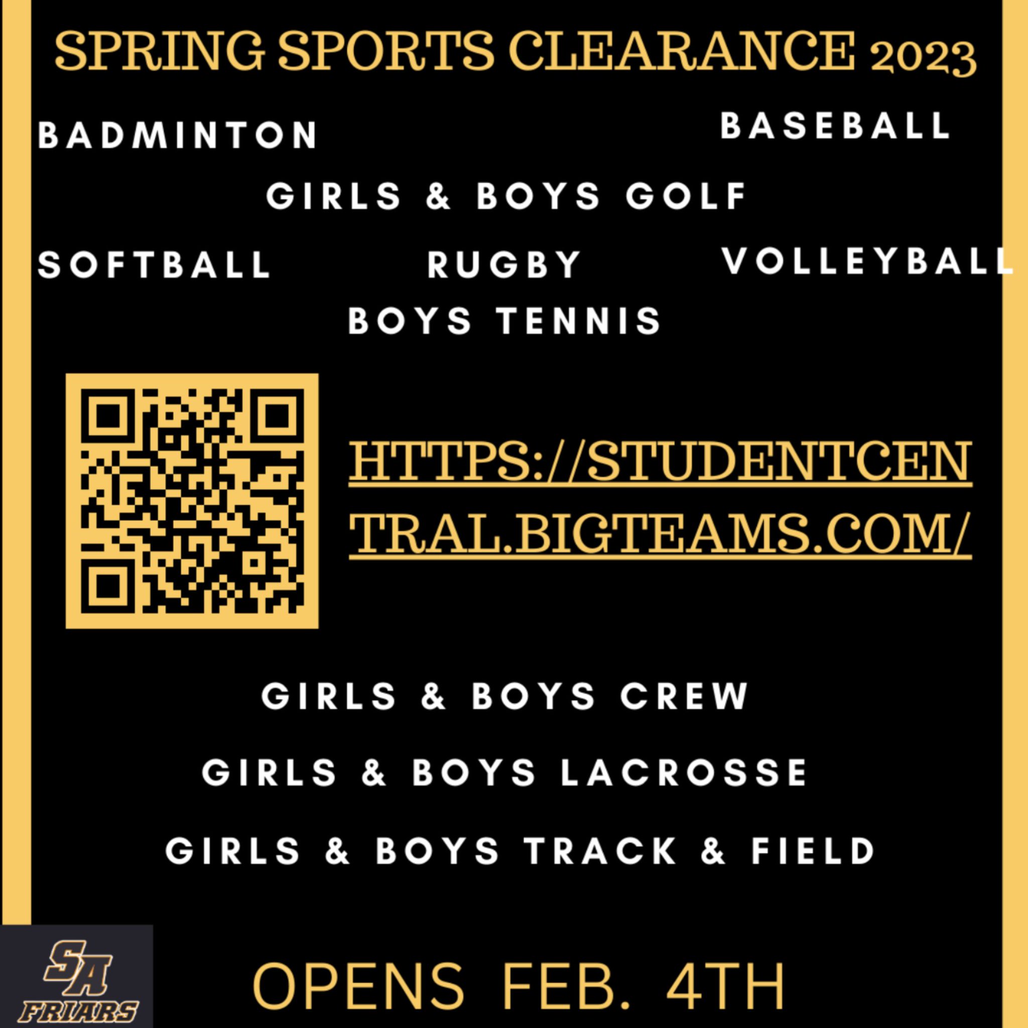 St. Anthony's Friars on Twitter "The 2023 Spring Sports Clearance