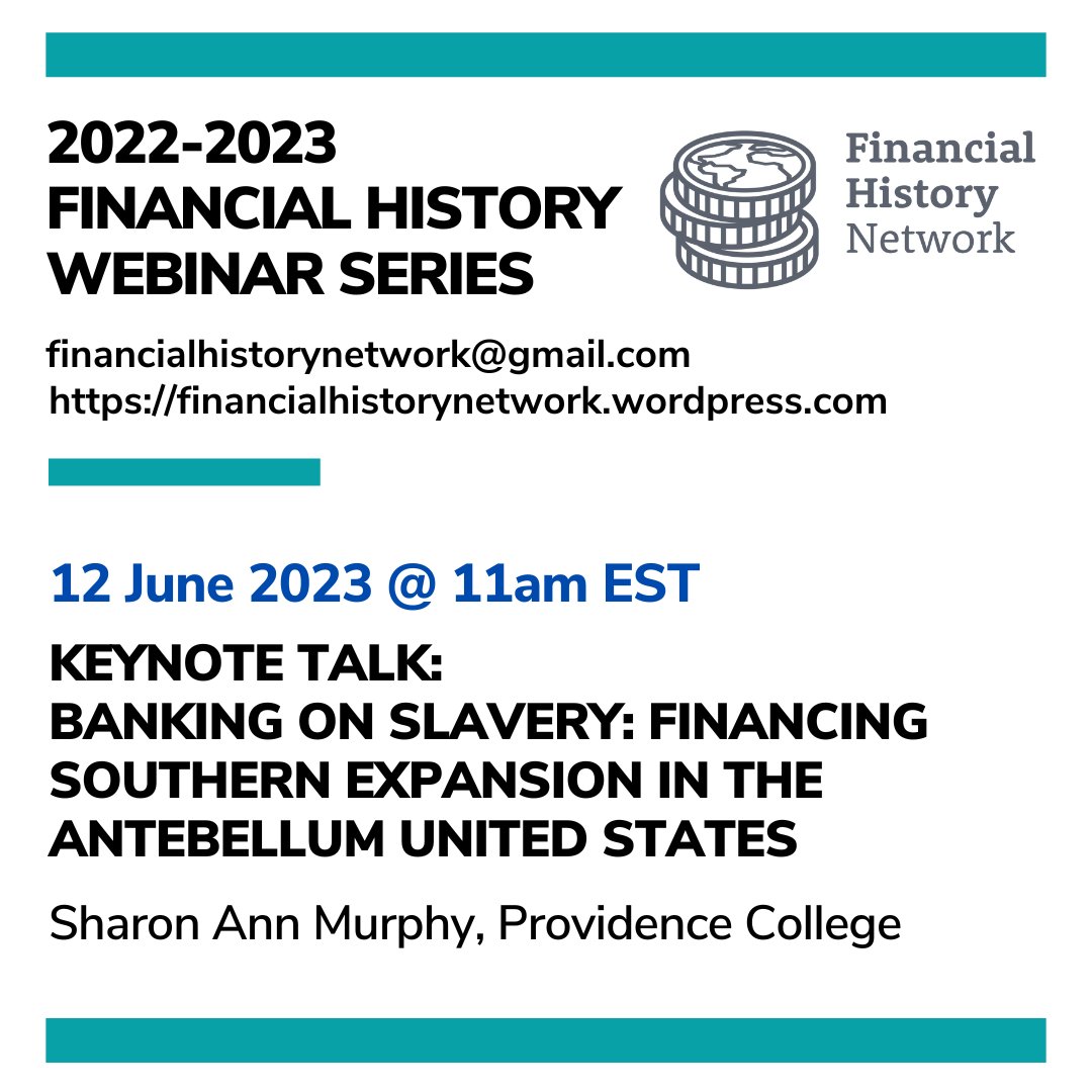 Please join us tomorrow at 11am EST for the second keynote talk of the academic year. 
Abstract: financialhistorynetwork.wordpress.com/2022/09/01/key…
Register here: eventbrite.com/e/keynote-talk…
