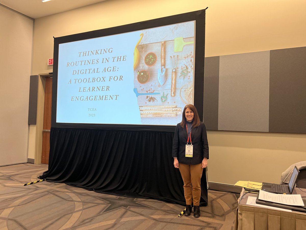 msashlylcot's tweet photo. Our own @michele_vick ready to represent #adulted  with her Thinking Routines in the Digital Age: A Toolbox for Learner Engagement #tcea23 #adulted #tcall @TCALLtweets https://t.co/W9kSdvbOpP