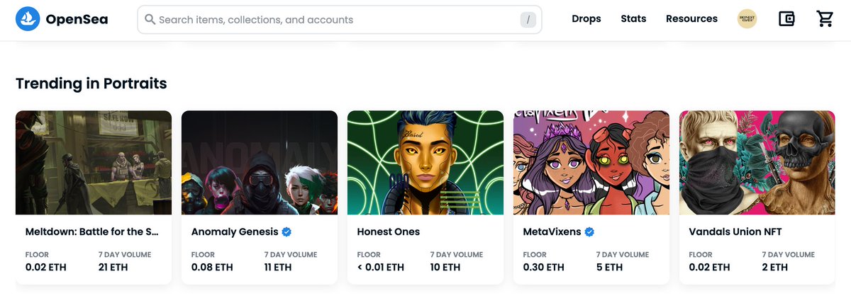 Thanks to <a href="/opensea/">OpenSea</a> for featuring us on their new PFP category page! Art reveal coming in the next 24hrs...

AMA + live raffle for $700 USDC happening in our discord today (30/1) at 8pm GMT

opensea.io/category/pfps