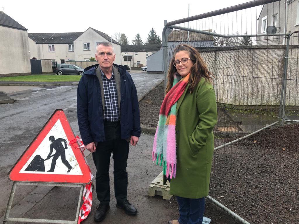DeclanKearneySF's tweet photo. Arising from my ongoing multi agency engagements on the regeneration of #Springfarm estate in Antrim Town both @LucilleOHagan & I are pleased to see the start of the footway resurfacing scheme at Shetland & Orkney Streets in Springfarm. https://t.co/N5ORPPaAvQ