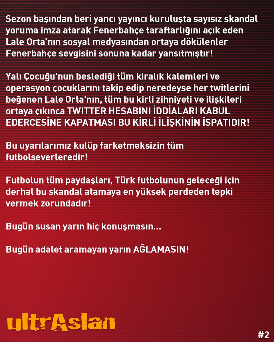 ultraAslan'ın Lale Orta açıklaması 👇

#FenereORTAlarLALEden