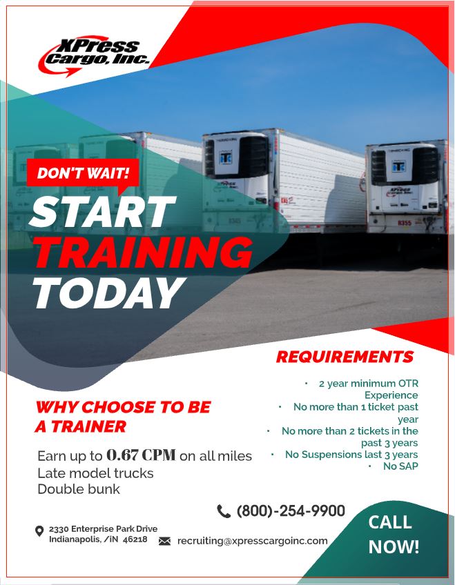 XPress_Cargo's tweet photo. Start training today! Earn up to 0.67CPM at Xpress Cargo, Inc. #Training #CDL #trucking #xpresscargoinc #logistics https://t.co/om0pgienNC