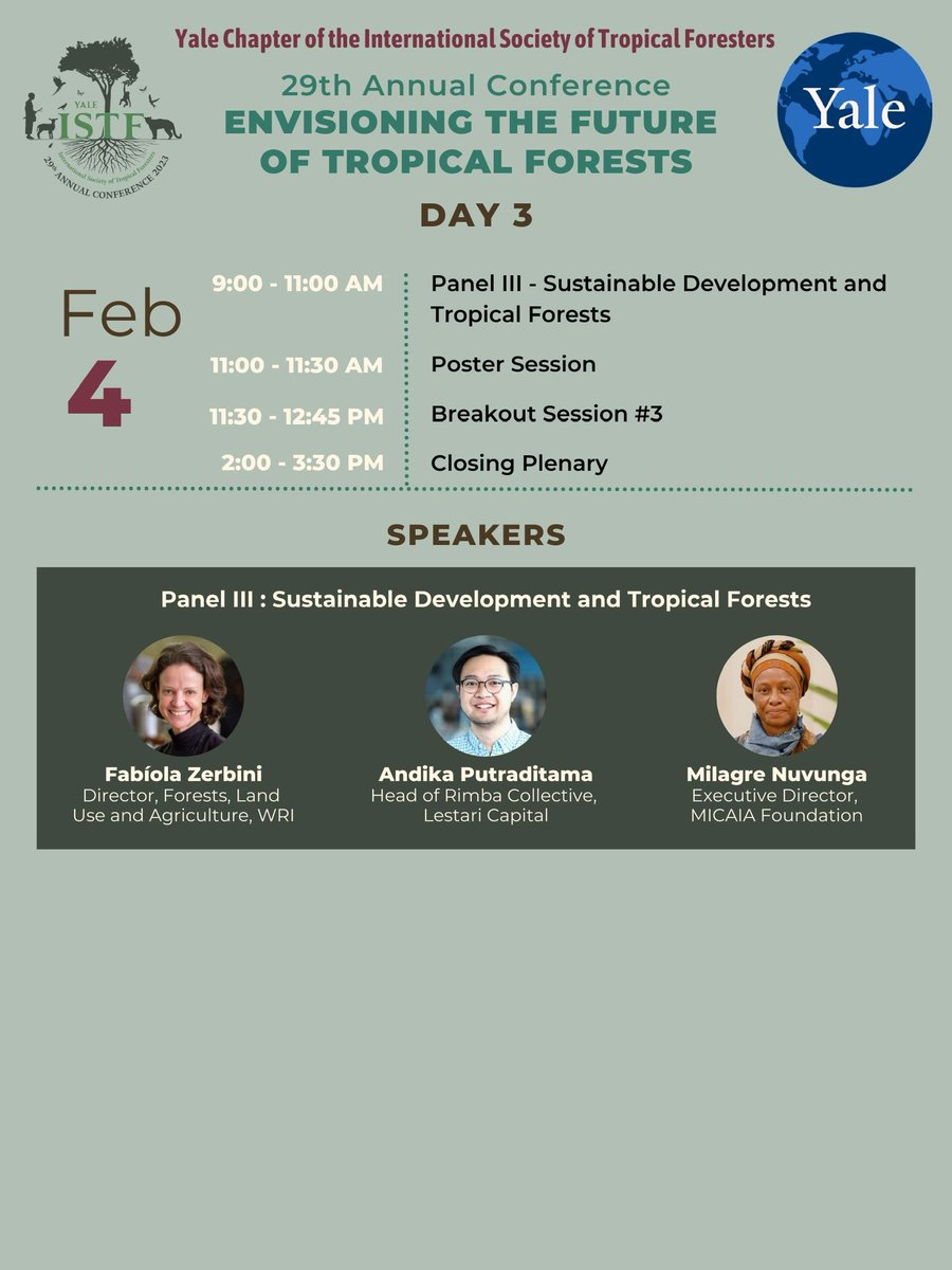 yaleforestry's tweet photo. The @YaleISTF Conference is quickly approaching❗️It will be offered in a hybrid format, with options to attend sessions in person or online.
Save the date for February 2-4, 2023‼️

Registration &amp; more information can be found here: https://t.co/lq3Wxqtmdi https://t.co/69fCD0lGWn