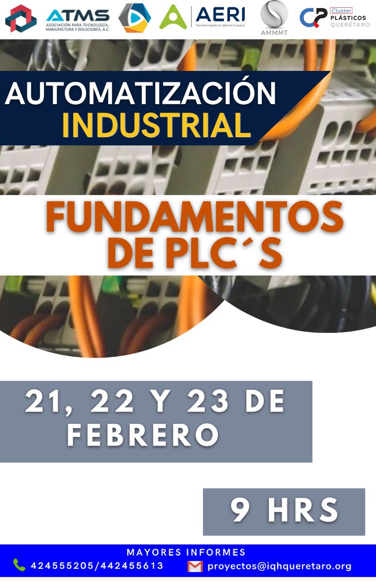 IQH2017's tweet photo. 🔊En este curso de capacitación el participante obtendrá las habilidades para conectar sensores actuadores a los diferentes módulos de entrada y salida de los PL.
👉¡¡SOLICITA MAYORES INFORMES!!👈
📞Teléfonos: (442) 455 6370 (Ext. 108)
👉Correo: marketing@iqhqueretaro.org https://t.co/PqrJKGXWTC