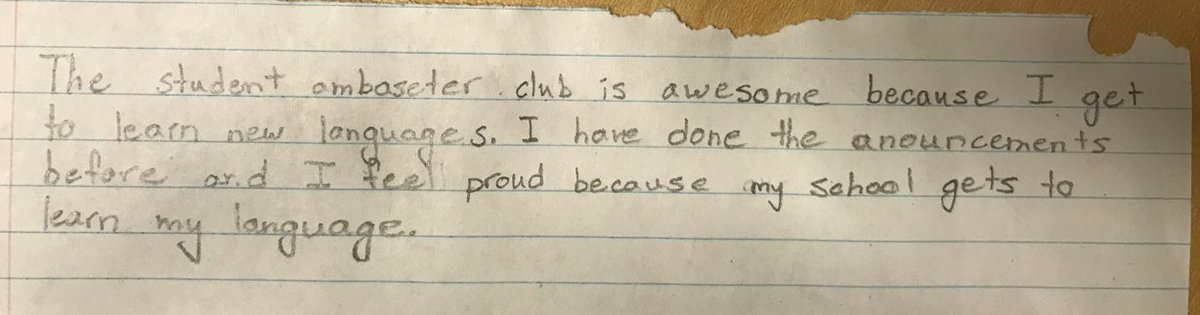 MsKaur_GEDSB's tweet image. #Languageoftheweek Grade 5 student's words about Student Ambassador Group. #Belonging @GEDSB