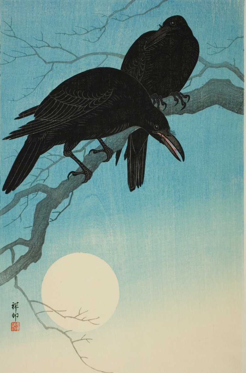 marysia_cc's tweet photo. Crows in Moonlight by Ohara Koson https://t.co/y4Pg0yXatm