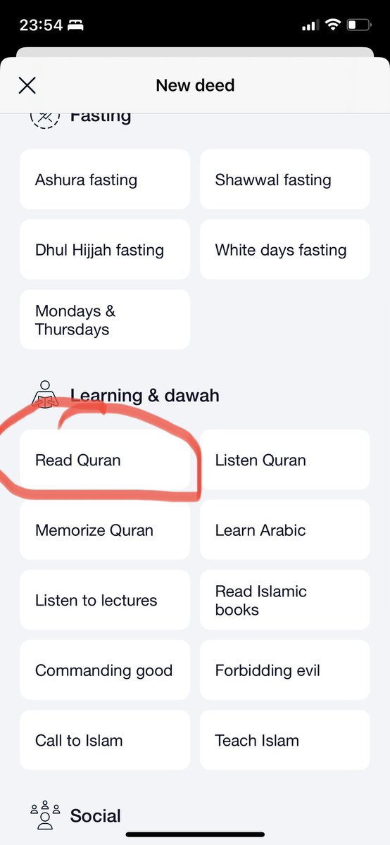 DailyDeedsCo's tweet photo. @jaas_dijh You can track extra deeds or create custom ones. It’s currently available in iOS version of the app &amp; soon we’ll also add it to Android inshallah.

Here’s how you can add extra deeds for tracking. https://t.co/S226Cf8tNE