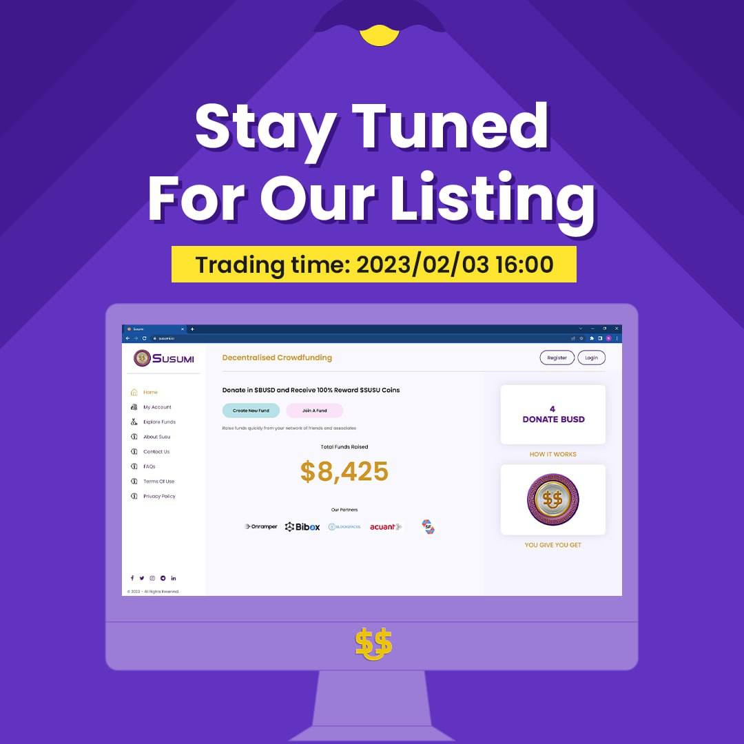 Leyinu's tweet photo. @crypto @susumicoin has great potential, especially as it's listing on @bibox365 on the 3/2/2023... It's a gem guys let's fill out bags https://t.co/kGNUckw5Al