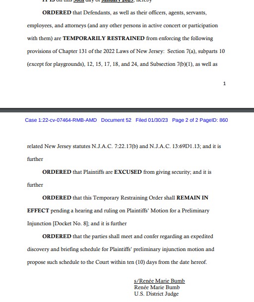 Daniel Han on X: "BREAKING: A federal judge blocks more parts of NJ's newly  enacted concealed carry law, temporarily blocking the blanket prohibition  of carrying guns in public parks, beaches and casinos.