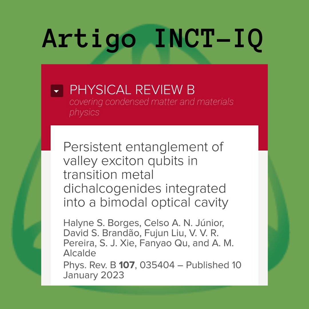 Confira o artigo de autoria dos pesquisadores do INCT-IQ Halyne Borges (IFTM) e Augusto Alcalde (<a href="/UFU_Oficial/">UFU</a> ), publicado na revista Physical Review B. Clique no link journals.aps.org/prb/abstract/1….