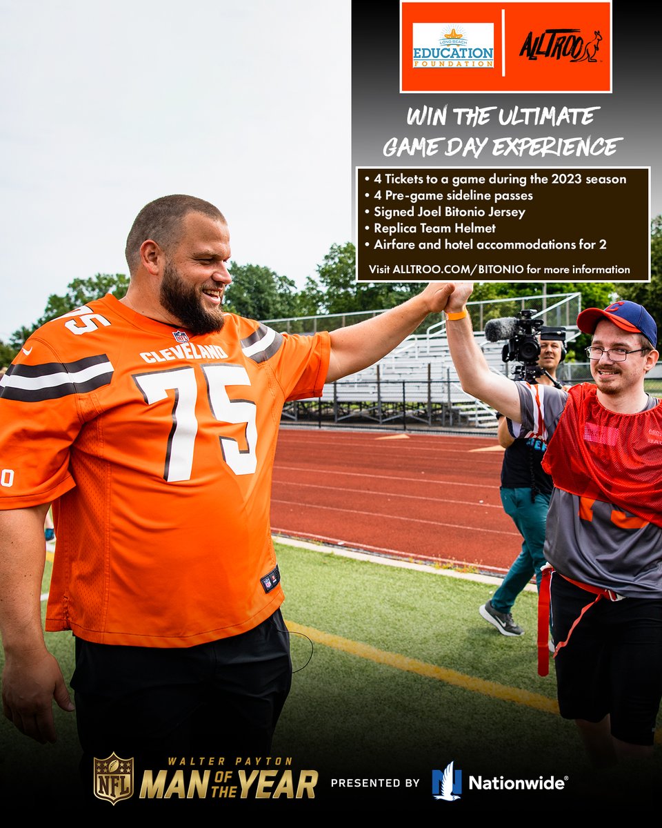 Enter to win the ultimate gameday experience with @JoelBitonio! 🙌 100% of the entries purchased serve as donations to the @CleFoodBank, Joel's charity of choice. The more entries means the more chances to win! » alltroo.com/bitonio @AlltrooOfficial | @Nationwide