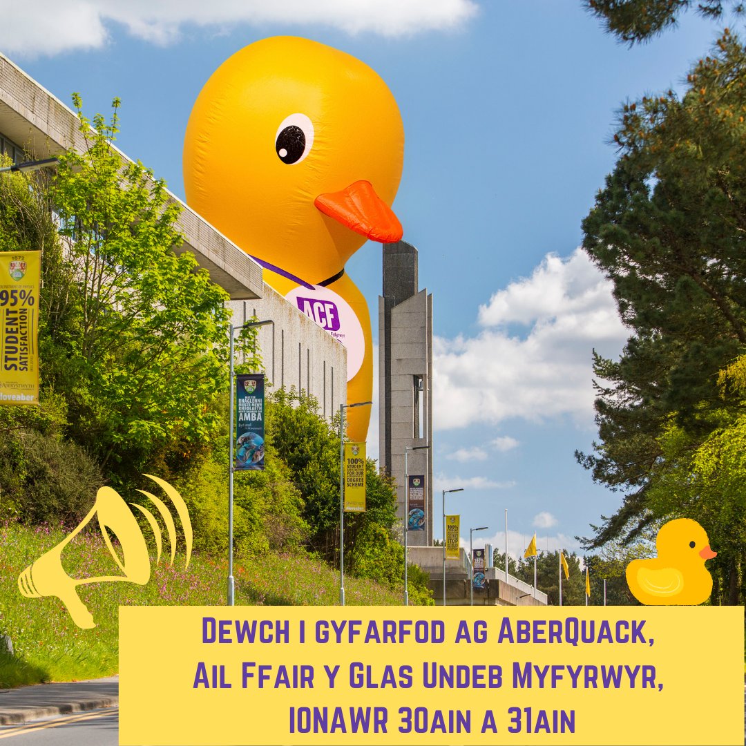 AIL FFAIR Y GLAS - Dewch i gwrdd ag AberQuack!
Mae'r #NSS nawr ar agor.  

I ddathlu, bydd AberQuack yn rhoi gwobrau a danteithion melys yn Ail Ffair y Glas ar Ddydd Llun 30ain a Dydd Mawrth 31ain o Ionawr.  Fe welwn ni chi yno!
#AberNSS