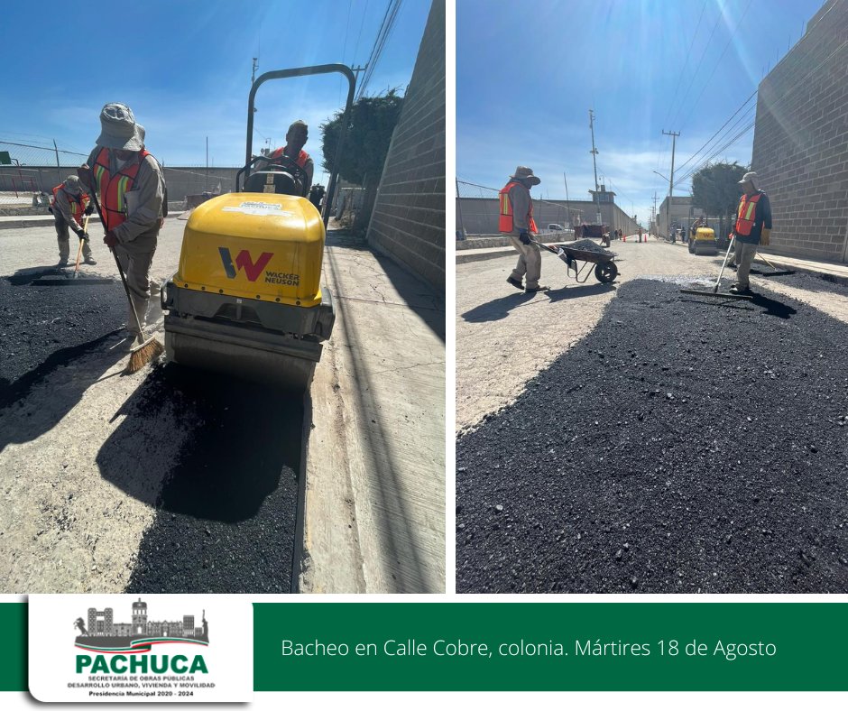 Pachuca_SOPDUVM's tweet image. Seguimos atendiendo al  💯 tus reportes vía WhatsApp 📲, asi lo ha instruido el Presidente Municipal Sergio Baños ✅. #ProgramaDeBacheo en:
🛤 Calle Cobre, col. Mártires 18 de Agosto.
🛤 Calle Felipe Carrillo Puerto, col. Morelos.
🛤 Av. Cisnes Norte, fracc. Villas de Pachuca.