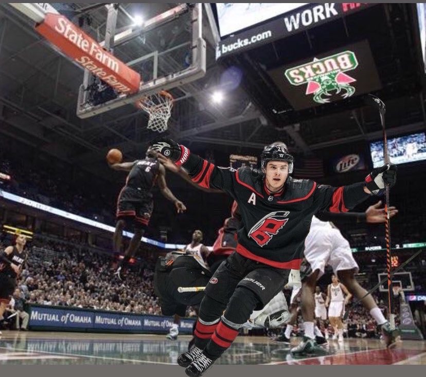 TheeHorowitz's tweet photo. My photoshop skills on an IPhone 📱 aren’t great but Fishy is on 🔥🔥🔥 

@SebastianAho @Canes 

#letsgocanes https://t.co/flmUbwJwsi