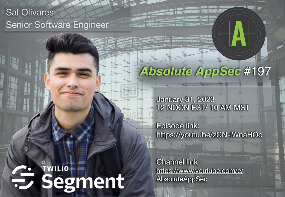 Absolute AppSec (@absoluteappsec) on Twitter photo Tomorrow, we are excited to have <a href="/0x102c/">sal.</a> on the livestream. We’ll be discussing #APIsecurity and recent <a href="/segment/">Segment</a> work. Sal also will be <a href="/BSidesSF/">BSidesSF</a> discussing protecting customer API keys. Join <a href="/cktricky/">Ken Johnson</a> and <a href="/sethlaw/">SeThLaW (l4wke)</a> at 12 Noon Eastern for more: youtu.be/zCN-iWnaHOo Tomorrow, we are excited to have <a href="/0x102c/">sal.</a> on the livestream. We’ll be discussing #APIsecurity and recent <a href="/segment/">Segment</a> work. Sal also will be <a href="/BSidesSF/">BSidesSF</a> discussing protecting customer API keys. Join <a href="/cktricky/">Ken Johnson</a> and <a href="/sethlaw/">SeThLaW (l4wke)</a> at 12 Noon Eastern for more: youtu.be/zCN-iWnaHOo