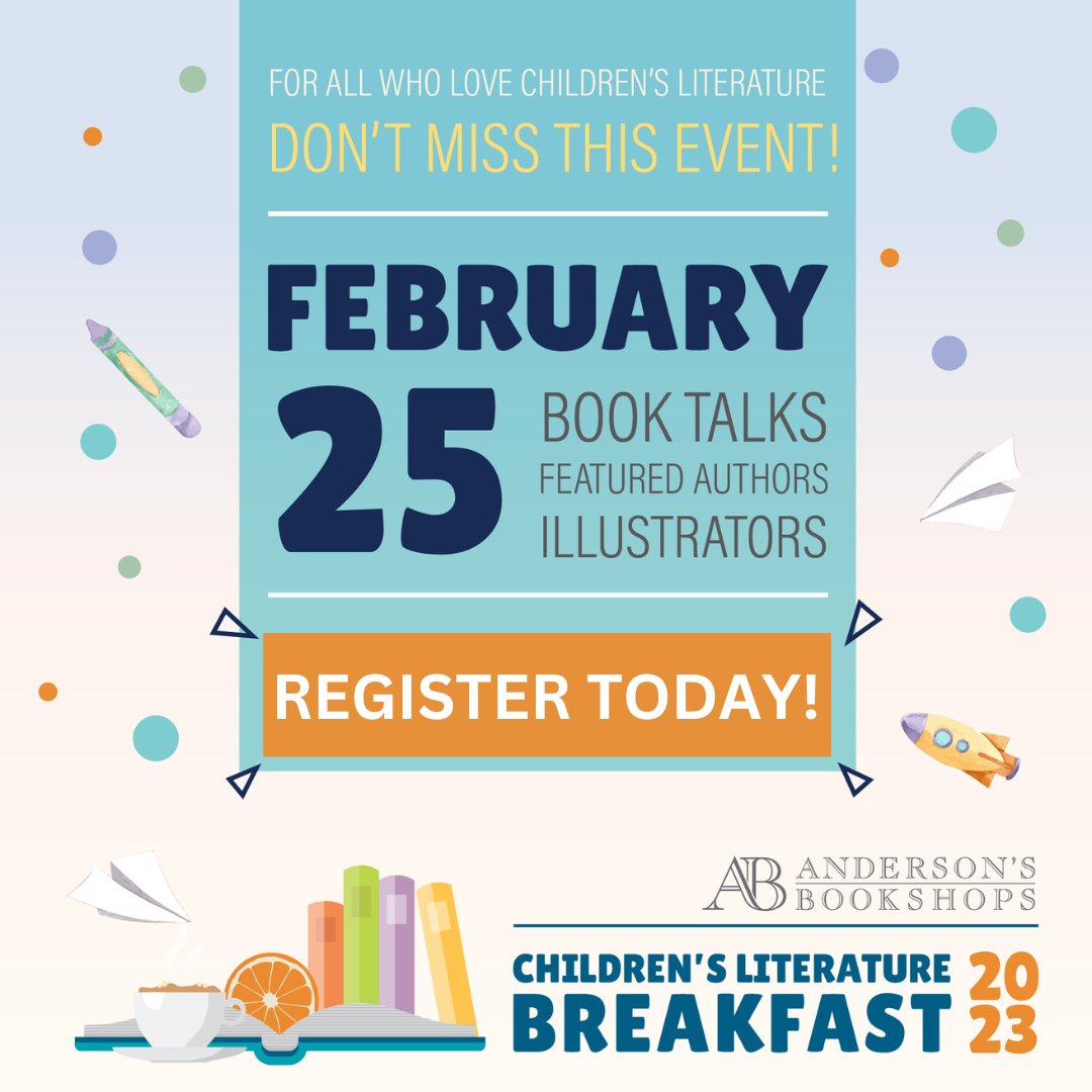 A local author with you at every table! Sarah Aronson 
<a href="/SarahAronson/">Sarah Aronson</a> Barbara Binns <a href="/barbarabinns/">Barbara Binns</a> Betsy Bird @FuseEight John Bray <a href="/jhnrbry/">John Bray</a> Jeffrey Brown @jeffreybrownrq Gloria Chao <a href="/gloriacchao/">Gloria Chao | THE EX-GIRLFRIEND MURDER CLUB</a> Joelle Charbonneau <a href="/jcharbonneau/">Joelle Charbonneau🏔📚🎼🇺🇦</a> REGISTER: AndersonsBreakfast2023.eventcombo.com