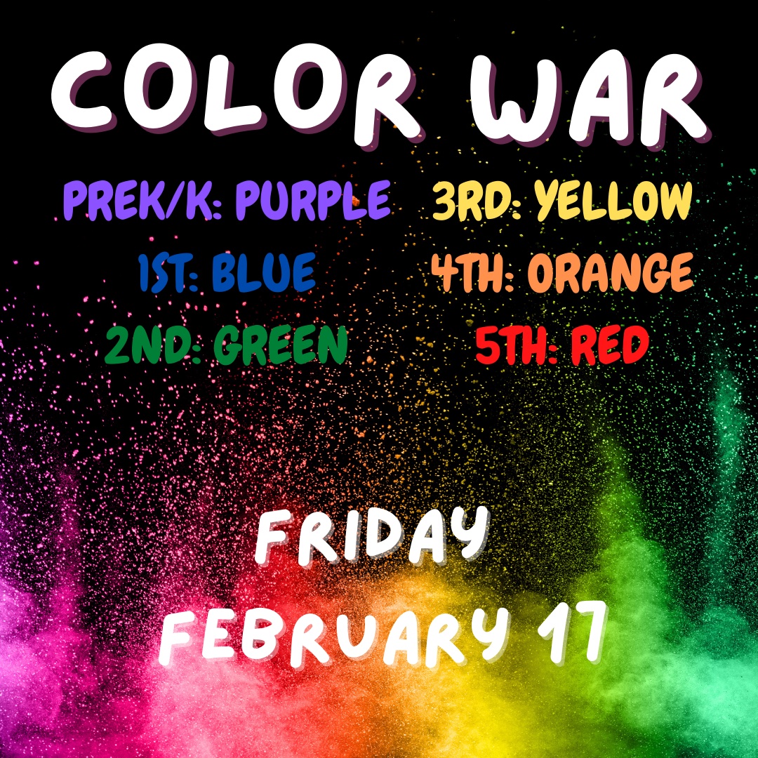 Our Color War last Friday was so much fun we decided to do it again!  We look forward to seeing our colorful Rockets again on Friday, February 17!

Check out the new color assignments below 👇