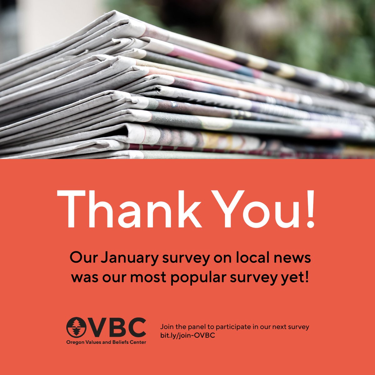 OregonVBC's tweet photo. A great big thank you to our OVBC panelists who set a new record for most participants and most feedback for an OVBC monthly survey! We appreciate you! https://t.co/kEHVGwD2t3