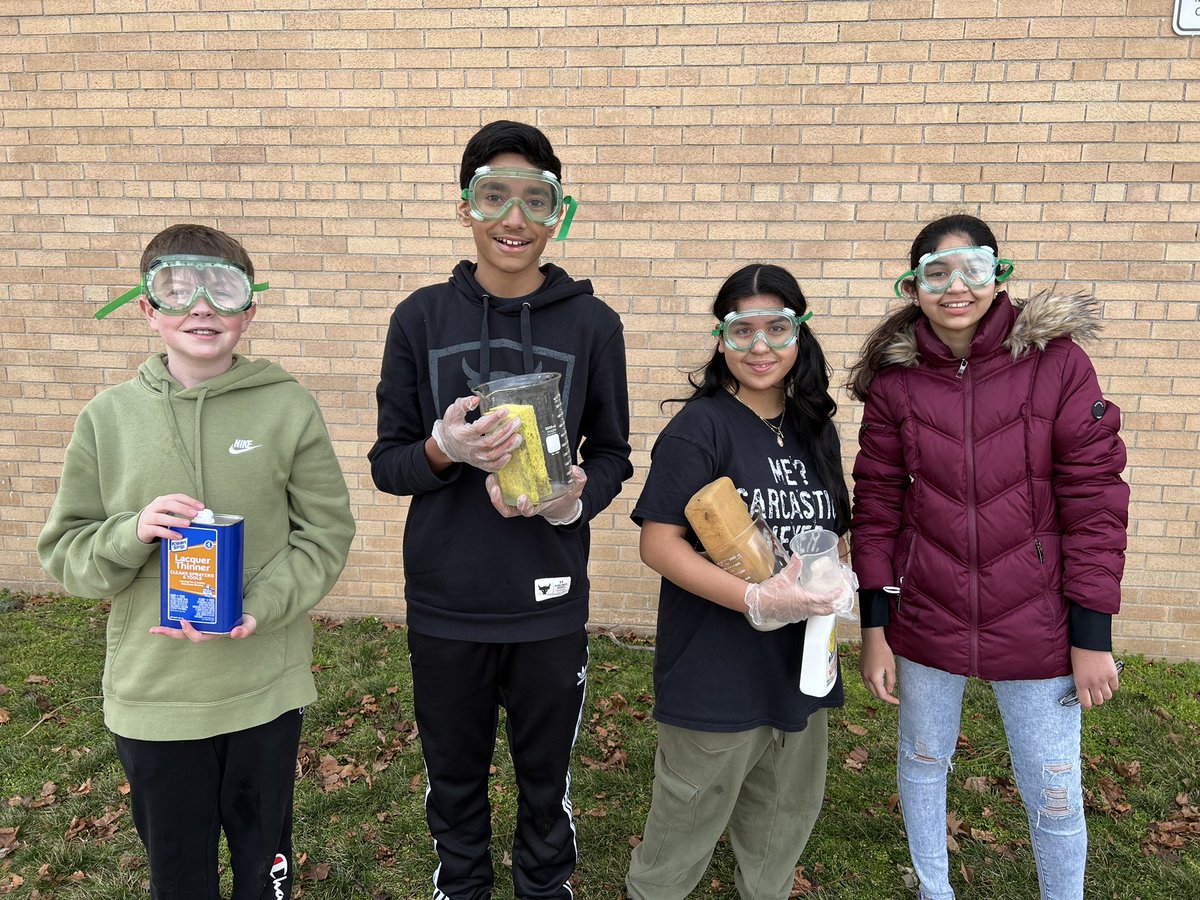 MsRosenking's tweet photo. Got graffiti? No problem! The BFCCS Science Enrichment Team created a graffiti-remover by combining household materials including baking powder, vinegar, dish soap, rubbing alcohol, acetone, lacquer thinner & water. #GoodbyeGraffiti 👋🏻@IslandtreesMMS @BethRoemerIT @ecybermission https://t.co/5fKCstPmbR