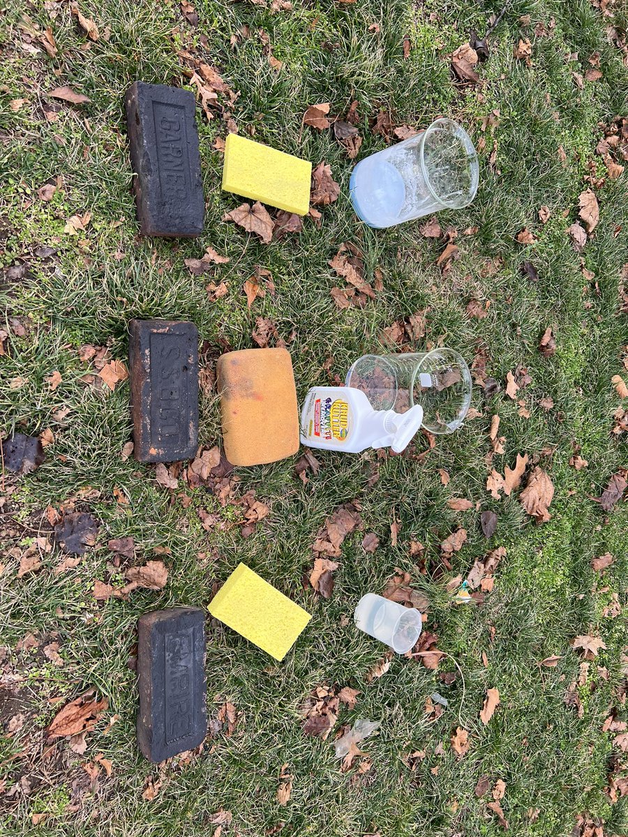 MsRosenking's tweet photo. Got graffiti? No problem! The BFCCS Science Enrichment Team created a graffiti-remover by combining household materials including baking powder, vinegar, dish soap, rubbing alcohol, acetone, lacquer thinner & water. #GoodbyeGraffiti 👋🏻@IslandtreesMMS @BethRoemerIT @ecybermission https://t.co/5fKCstPmbR