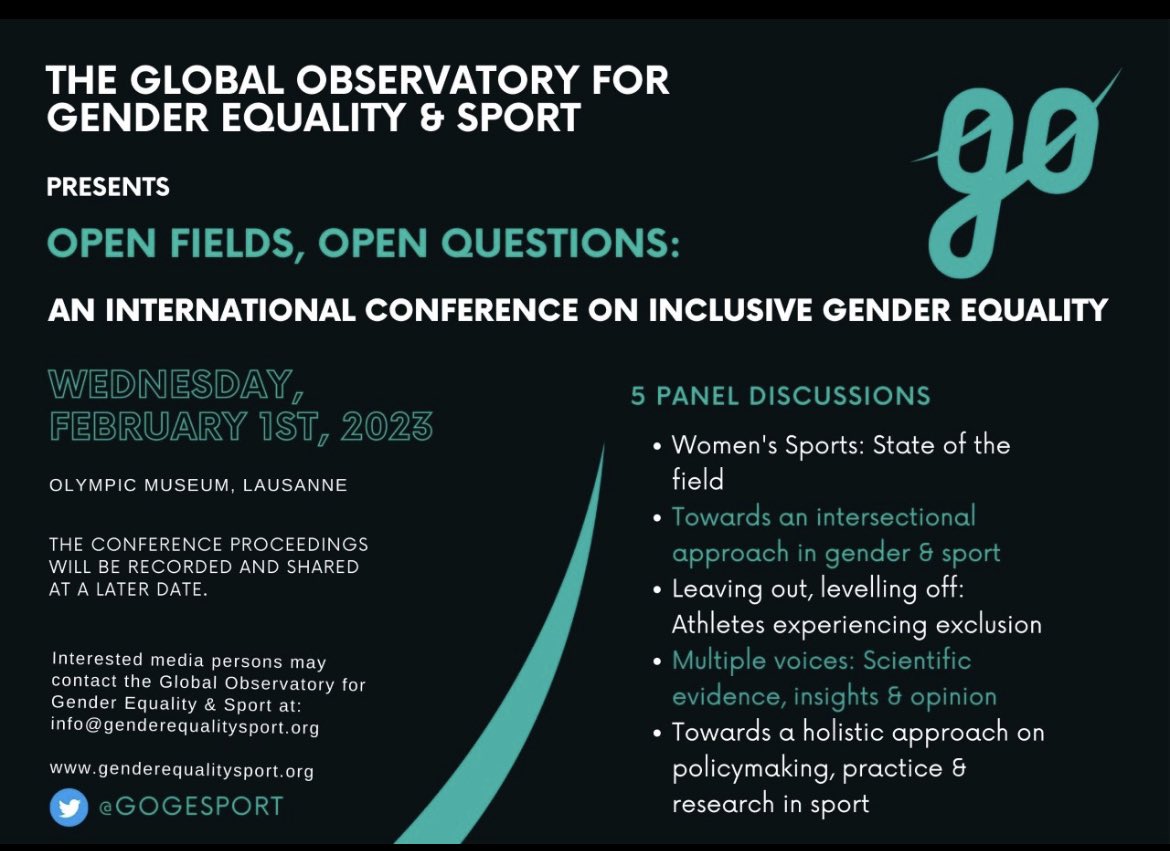 GOGESport's tweet photo. We are proud to be convening our first event focusing on inclusive gender equality in sport. Stakeholders from around the world will join us to deliberate and strategise towards a more inclusive and just sport. #GO4Equality https://t.co/6dyxNiAvXs