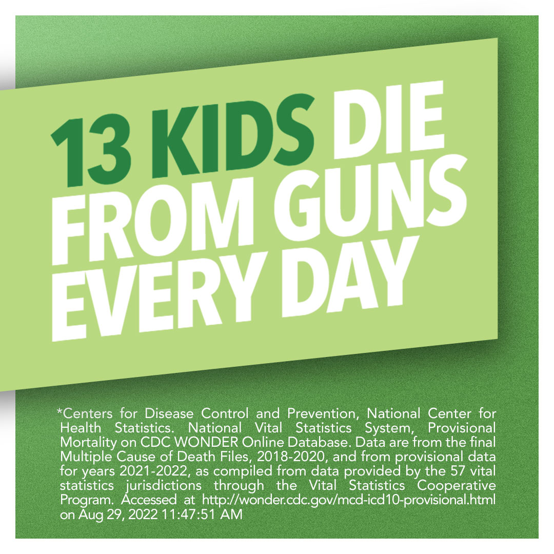 hospitals4kids's tweet photo. 13 kids die from guns every day. This is a statistic that we can change with gun safety. The #HospitalsUnited campaign is asking medical staff to ask parents and caregivers if there’s an unlocked gun in the house. Get tips for asking at https://t.co/GX229LzhZq #LockGuns https://t.co/1j0QBwpeQM
