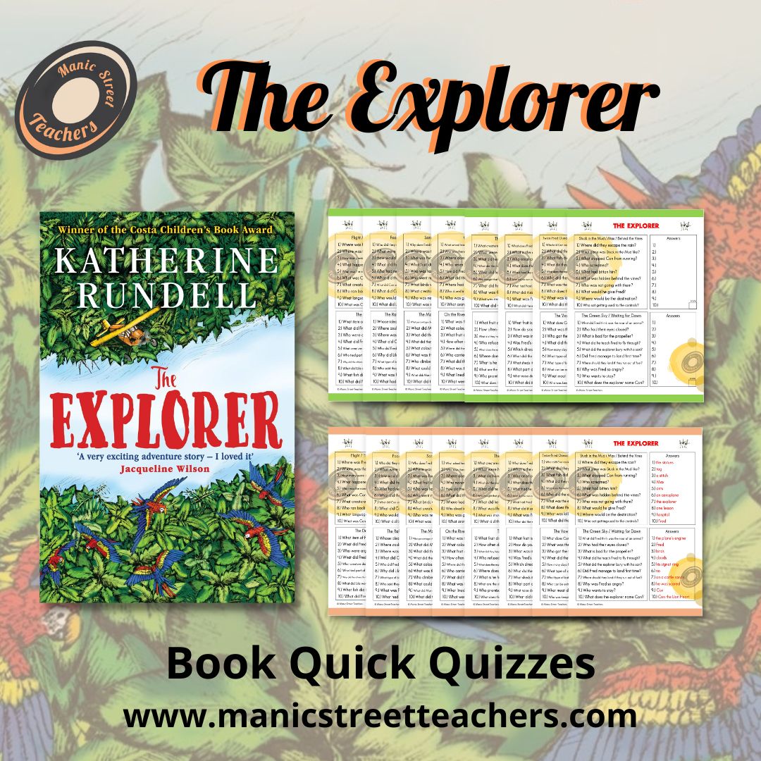 ManicStTeachers's tweet image. NEW:  🌴🦥 THE EXPLORER 🌴🦥 
So many requests for these. Here are our chapter-by-chapter quizzes for this brilliant book. Yay!
✅ Book Knowledge Organiser
✅ Chapter Quick Quizzes
✅ Supports SEND/EAL
✅ Read our blog
100+ others online now here: manicstreetteachers.com/book-knowledge…