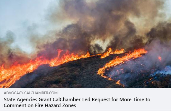 CalChamber's tweet image. At the urging of a @CalChamber-led coalition, state agencies have extended the time they will take comments on a recently released map of fire hazard zones in the state. 
@cal_office #firehazard #wildfires #FireMap #FireZone #fireinsurance 
advocacy.calchamber.com/2023/01/30/sta…