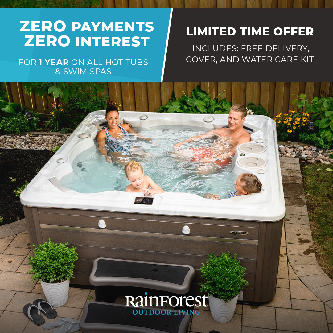 RainforestOL's tweet photo. Just sit back, relax and enjoy! 🍹💦

ZERO Payments + ZERO Interest on ALL hot tubs and swim spas for a limited time at Rainforest Outdoor Living.

Head over to our showroom today for details!

📍 3 - 241 Puntledge Rd
🌐 https://t.co/7duXxA5Dmx
—
#courtenaybc #hottub #swimspa https://t.co/r4ruBJePag