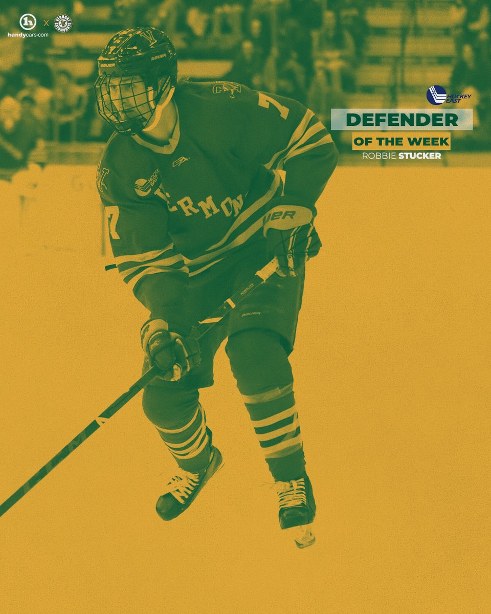 UVMmhockey's tweet photo. OT Game-Winner &amp; graduate defenseman Robbie Stucker is the @hockey_east @ArmyROTC Defender of the Week!
#GutHockey https://t.co/bkjcJvzFhW