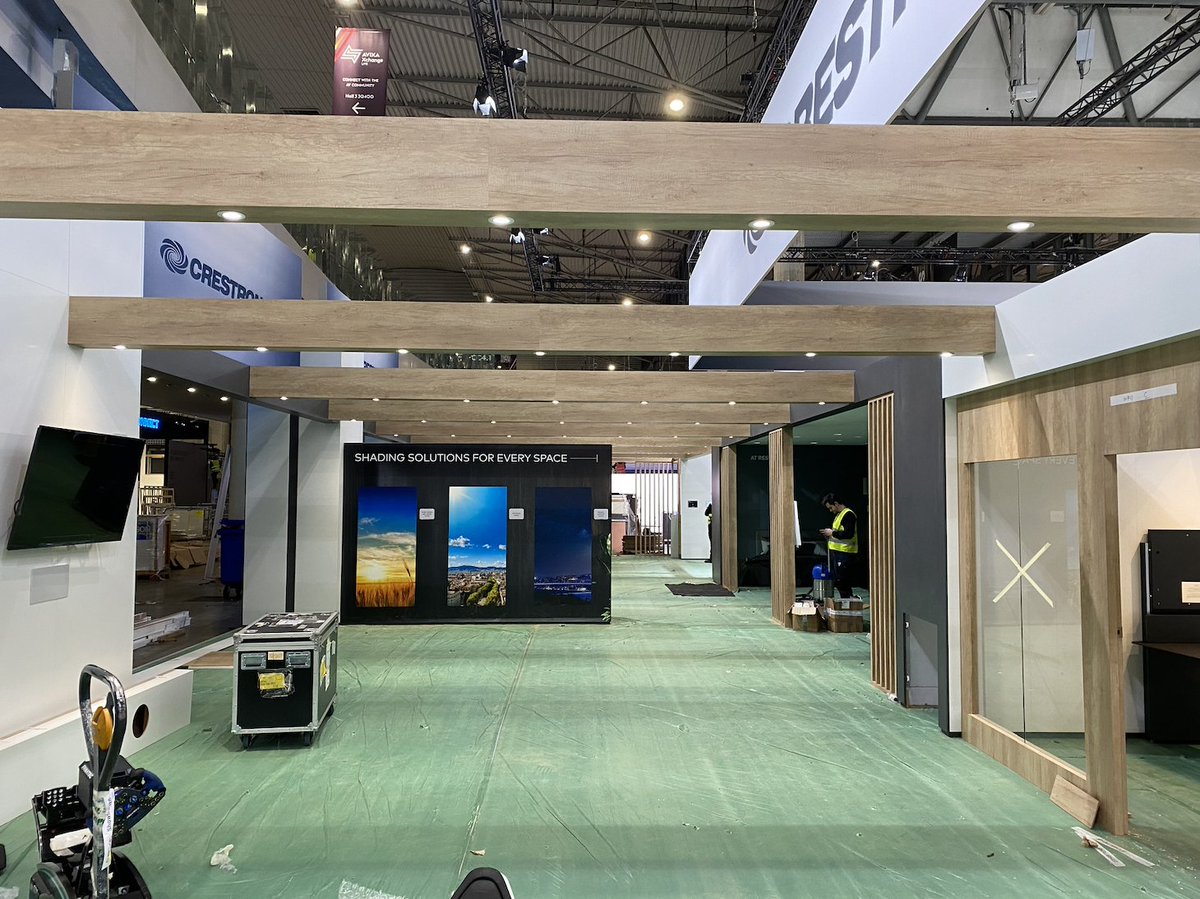 Crestron's tweet photo. We are so excited to be back in Barcelona again for ISE 2023. We’re featuring a booth that is 15,694 square feet, equal to 3 NBA Basketball 🏀 Courts!

Stop by the Crestron booth tomorrow for Day 1. Booth 3H100 &amp; 3H200

#CrestronISE2023 #ISE https://t.co/upMtlEDAUF