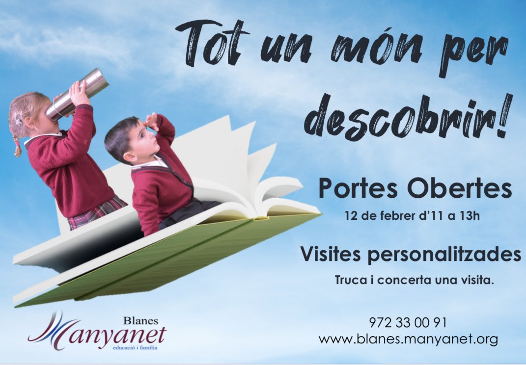 manyanetblanes's tweet photo. 12 DE FEBRER PORTES OBERTES! #EducacióInfantil #EducacióPrimària #ESO #Blanes https://t.co/w7EEbphVjm