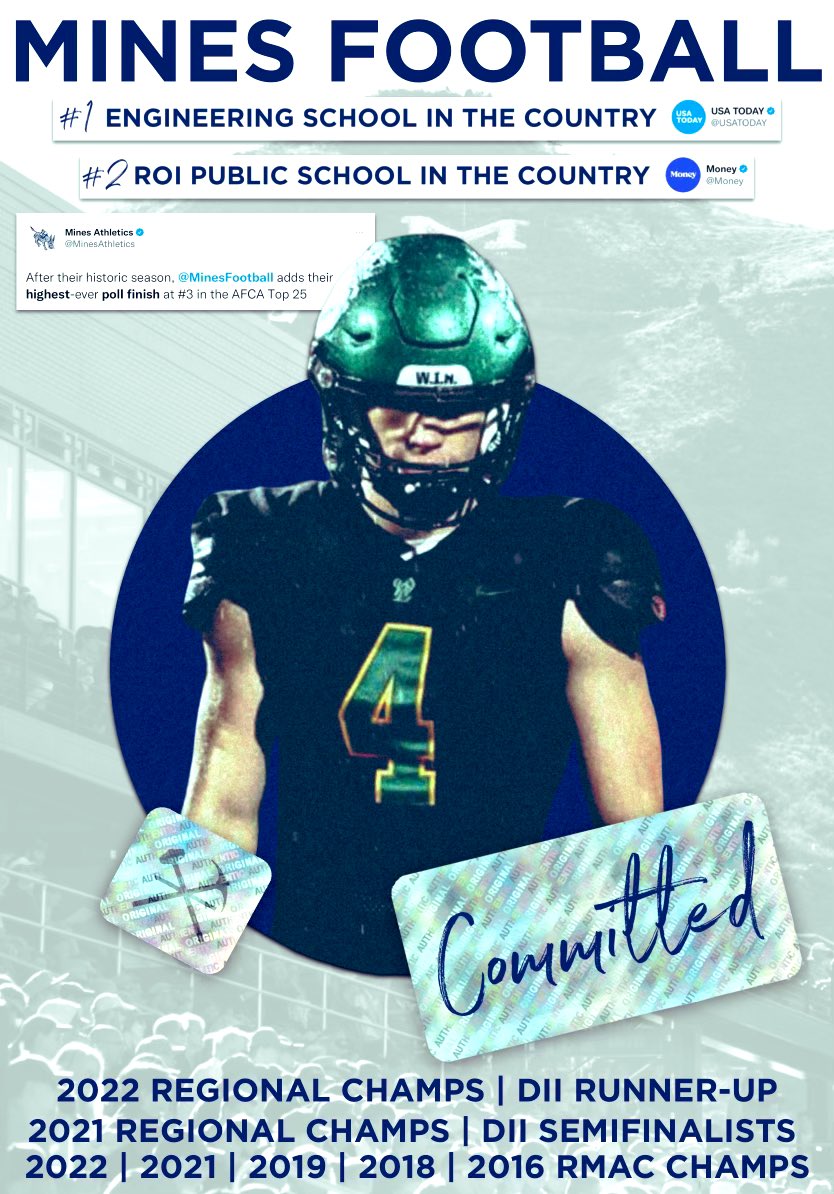 Earl Ingle (@earlingle4) on Twitter photo So excited to announce my commitment to Colorado School of Mines! Thankful for everyone whoโs helped me on my journey!
<a href="/jon_eagle/">Coach Eagle</a> @Qkid2630 <a href="/BrandonHuffman/">Brandon Huffman</a> <a href="/madbacker56/">Coach Brandon Moore</a> <a href="/CoachDiedrick/">Ryan Diedrick</a> @WLHS_FBrecruits
<a href="/MinesFootball/">Mines Football</a> So excited to announce my commitment to Colorado School of Mines! Thankful for everyone whoโs helped me on my journey!
<a href="/jon_eagle/">Coach Eagle</a> @Qkid2630 <a href="/BrandonHuffman/">Brandon Huffman</a> <a href="/madbacker56/">Coach Brandon Moore</a> <a href="/CoachDiedrick/">Ryan Diedrick</a> @WLHS_FBrecruits
<a href="/MinesFootball/">Mines Football</a>