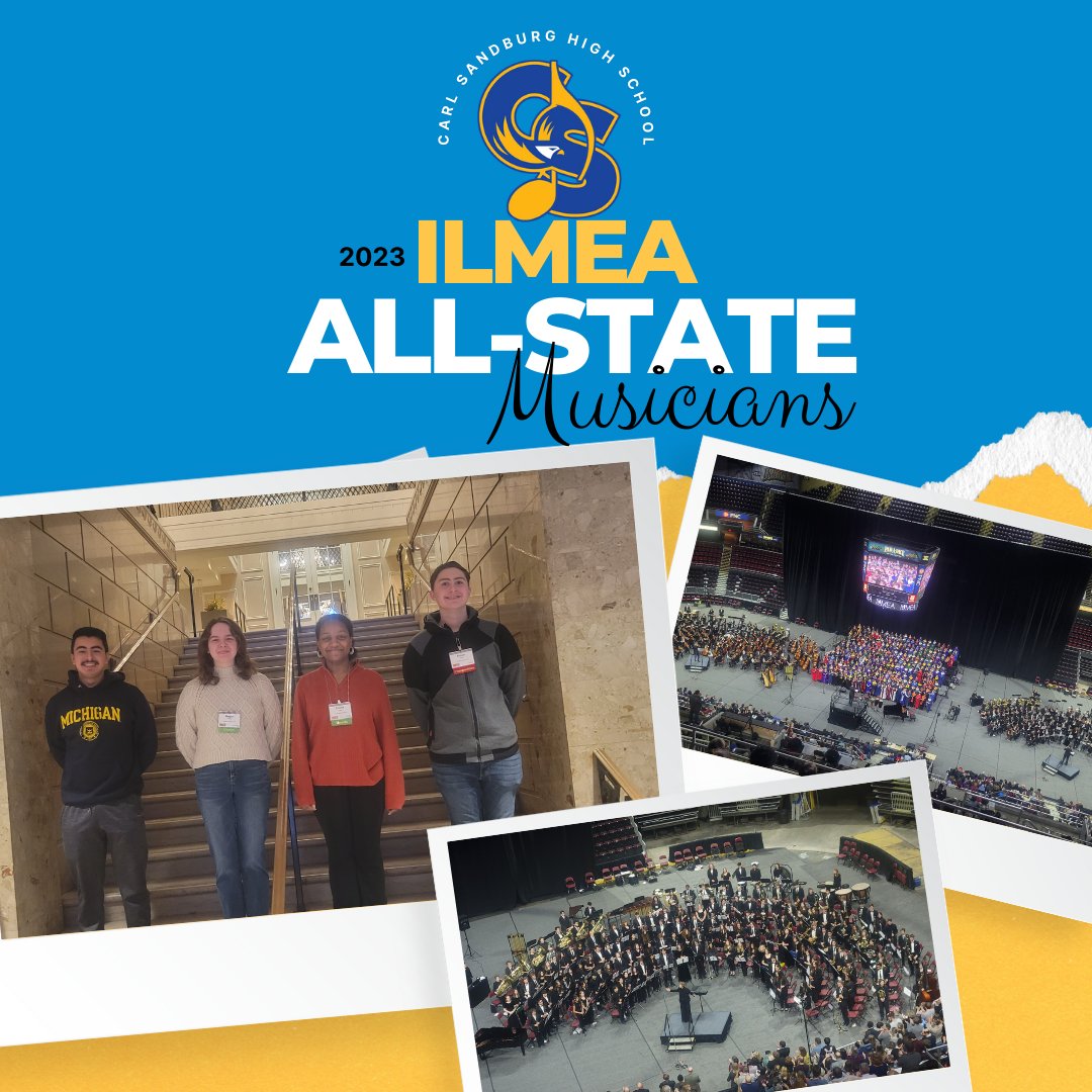 SandburgBands's tweet photo. We are so proud of our 2023 @ILMEA1 All-State Musicians and Composers that represented @SandburgHS in Peoria this weekend! Congrats to Anthony, Emma, Megan, and Simon on this huge achievement!

@CSMusicBoosters @CSEngMusEL @DSmithCSHS @CSHSdrums @CHSD230 https://t.co/0Lg3e2lqLB
