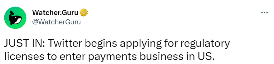 KatharinaTools's tweet photo. https://t.co/sYoyy2WOgr tweeted that Twitter started applying for regulatory permission to enter the U.S. payments business https://t.co/Yevp3cUxcM