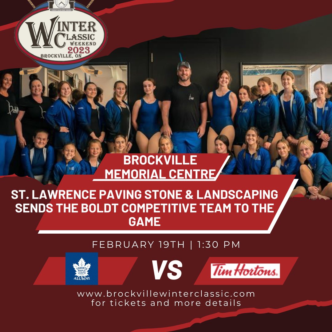 Thank-you to St. Lawrence Paving Stone &amp; Landscaping (stlawrencepavingstone.com) for sending the Boldt Dance Studio competitive team to the February 19th Tim Hortons All-Stars vs. Toronto Maple Leafs Alumni game! Thank-you for your support!