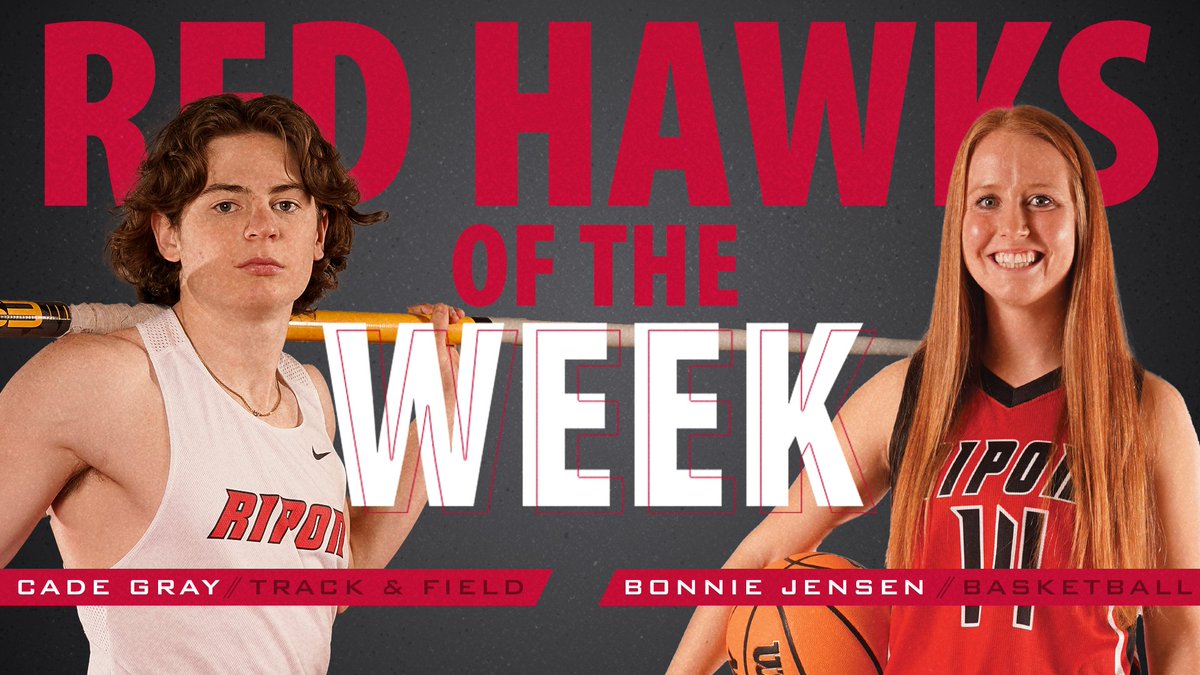 RiponRedHawks's tweet photo. This week's Red Hawks of the Week are women's basketball's Bonnie Jensen (@bonniejensen_) and track and field's Cade Gray (@cadegray08): https://t.co/dg7yxs3evR

@RiponTrackXC https://t.co/QQTTWS3Hrj